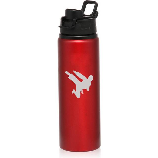 MIP 25 oz Aluminum Sports Water Travel Bottle Ninja Karate (Red)