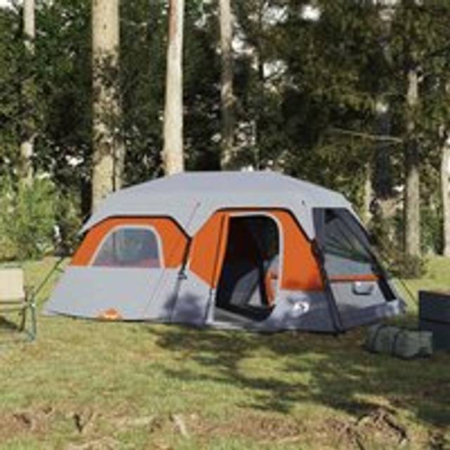 Family Tent 9-Person Grey and Orange Quick Release Waterproof - One Size