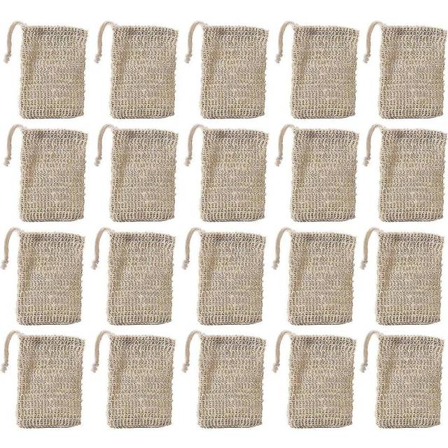 50pcs Shower Bath Sisal Soap Bag Natural Sisal Soap Bag Exfoliating Soap Saver Pouch Holder