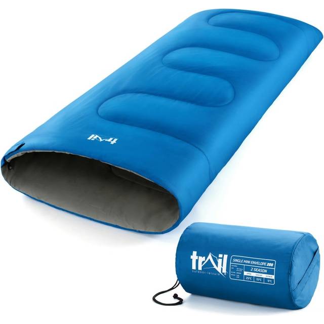 Sleeping Bag 2 Season Mini Junior Envelope Outdoor Camping 200gsm - Blue - One Size