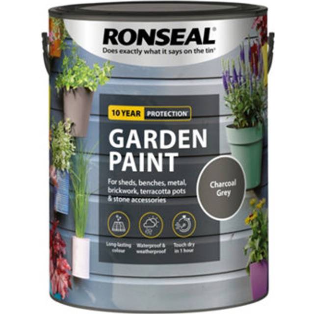 Ronseal Garden Paint, Charcoal Grey 5L, For Sheds, Fences, Brick and Terracotta, Paints, Shed Paint, Fence Paint, Garden Furnitu