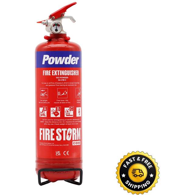 1kg abc dry powder fire extinguisher, firestorm, bracket, car taxi caravan ukca