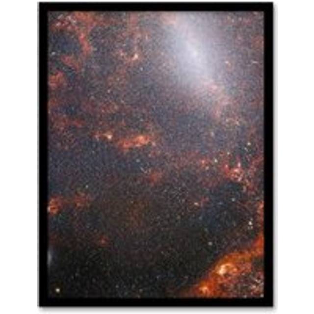 Wall Art Print NASA James Webb Space Telescope Peers Behind the Bars of NGC 5068 Red Spiral Galaxy Bedroom Decor Art Framed - Black - W12 inch x H16 i - W12 inch x H16 inch