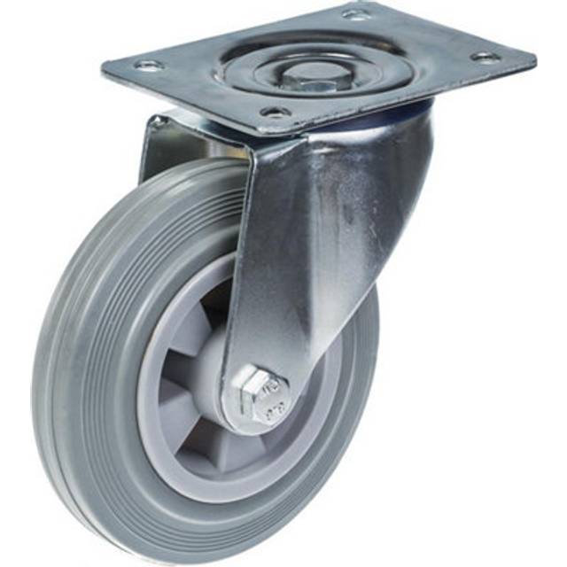 "160mm 6"" castor grey rubber tyre swivel strong 135kg capacity"