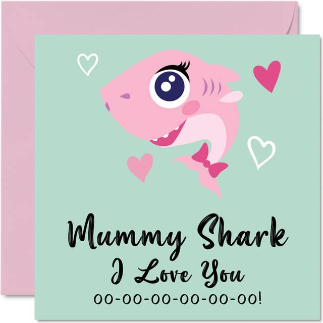 Birthday cards for Mummy - Mummy Shark - Mummy Birthday card from Daughter Son  Happy Birthday Mummy  Baby Mothers Day  57 x 57 Inch Seasonal Mama Mam