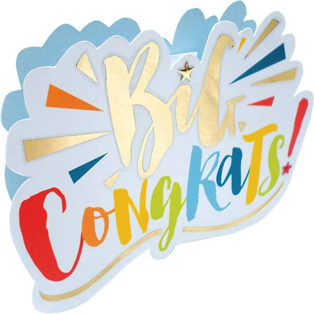 Congratulations Big Congrats 3D Paper Dazzle Greeting Card Glitter Finished