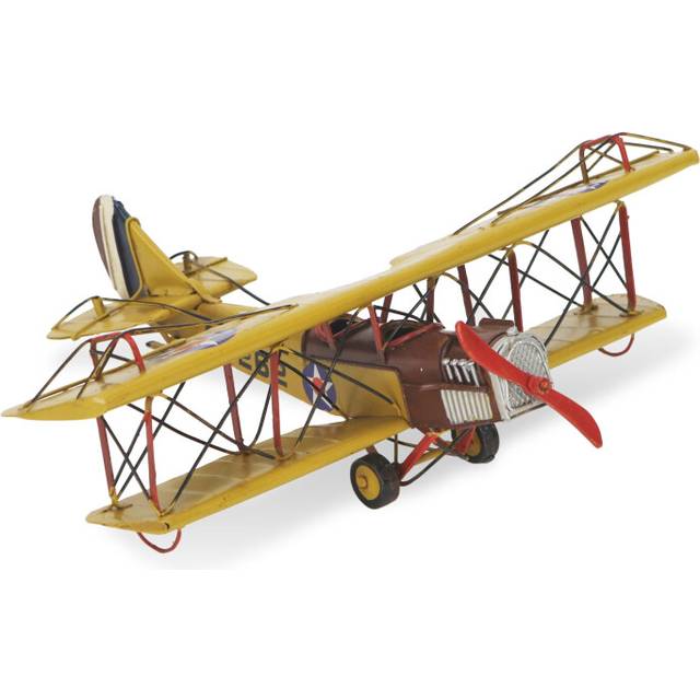 4 Yellow and Red Metal Hand Painted 1918 Yellow Curtiss JN4 Model Airplane