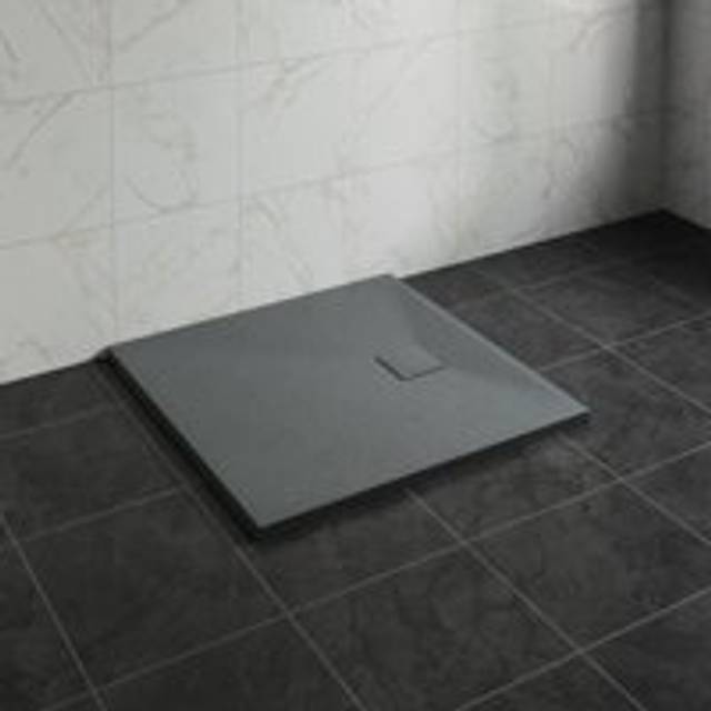NRG - 900 x 900mm smc Anthracite Square Slate Effect Bathroom Shower Tray