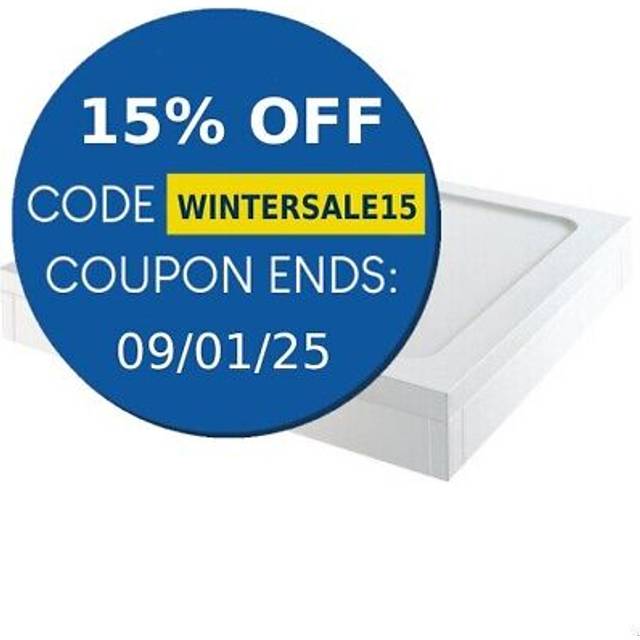 Modern square shower tray 900 x 900mm easy plumb slimline lightweight white