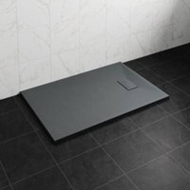 NRG - 1400 x 800mm smc Anthracite Rectangle Slate Effect Bathroom Shower Tray