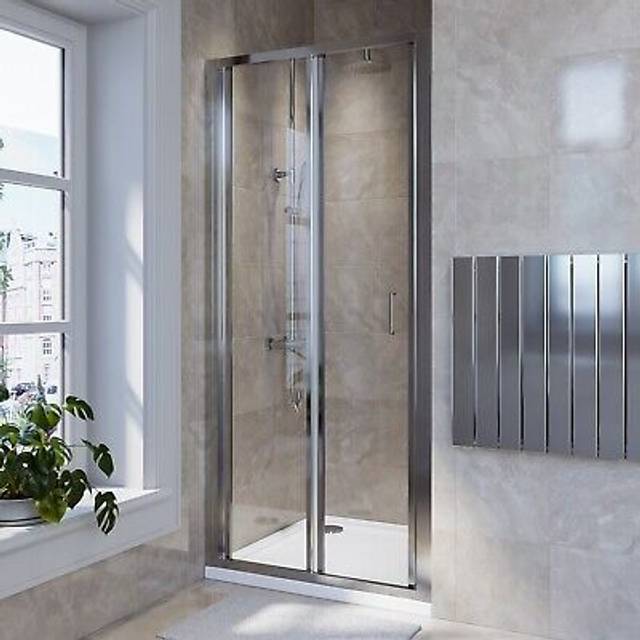 900mm Chrome Bi-Fold Shower Door 4mm Glass - Lyra
