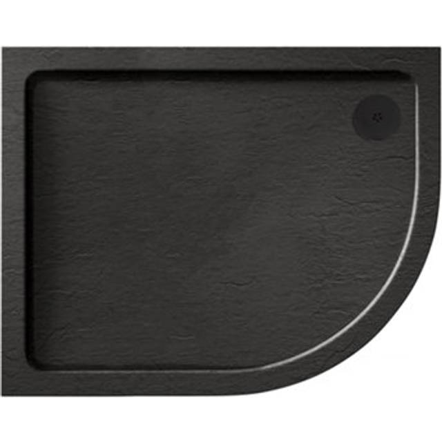 Aquadart Luxury Black Slate Effect Shower Tray - Black Waste - Offset Quad - rh - 1200 x 900mm