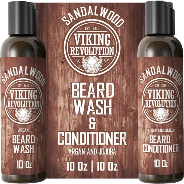 - Beard Shampoo And Conditioner - Natural Beard Wash & Beard Conditioner With Argan & Jojoba Oils - Softens & Strengthens - Gifts For Men - Sandalwood
