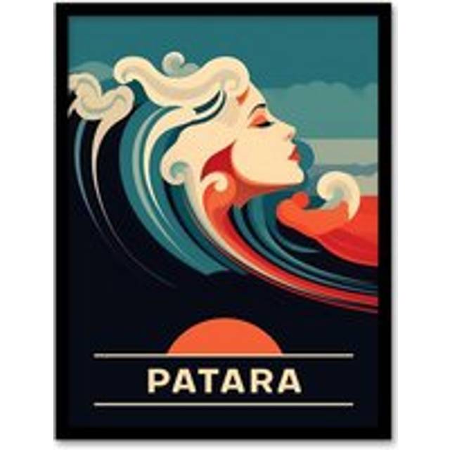 Wall Art Print The Seaside Calls Patara Beach Turkey Sunset Woman of the Waves Sea Siren Ocean Art Framed - Blue - A4