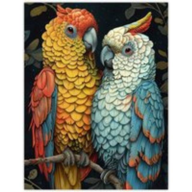 Wall Art Print Cockatoo Parrots Bird Couple Jungle Love Poster - Multi - W18 inch x H24 inch
