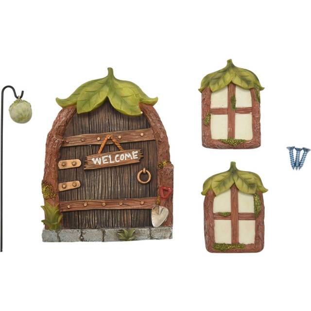 Miniature Fairy Gnome Home Window and Door for Garden Decorations