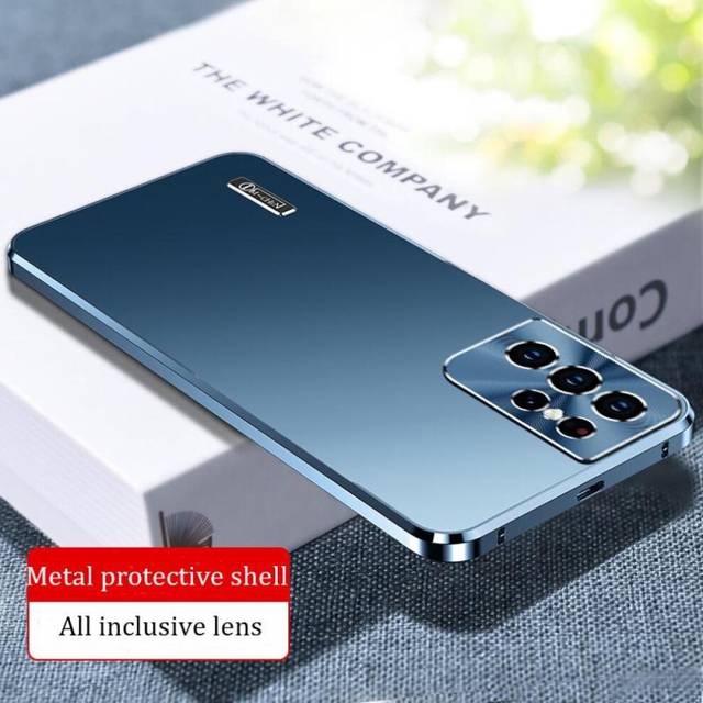 (blue, For iPhone 14 Pro Max) Luxury Metal Magnetic Camera Protective Case For Samsung Galaxy S24 S23 Ultra S22 Plus S21 Aluminium Alloy Shell For Iph