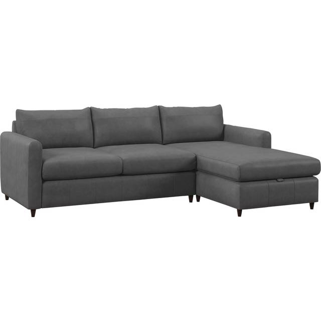 John Lewis Bailey II RHF Chaise End Leather Sofa Bed, Dark Leg