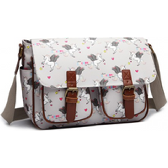 L1107 UN - Miss Lulu Matte Oilcloth Unicorn Satchel - Grey