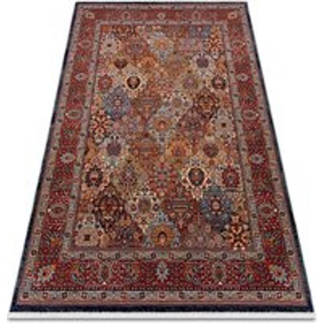 Carpet Wool keshan fringe, Ornament, frame oriental 7576/53511 terracotta multicolour 200x290 cm