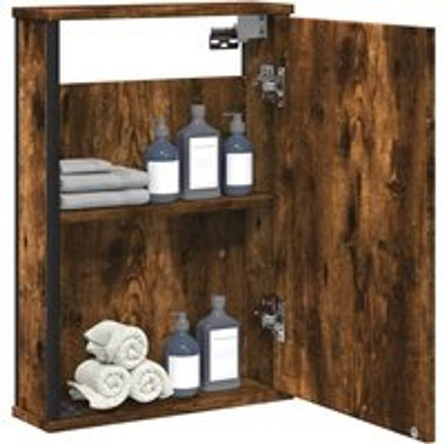 Bathroom Mirror Cabinet Smoked Oak 42x12x60 cm Engineered Wood - Brown - One Size