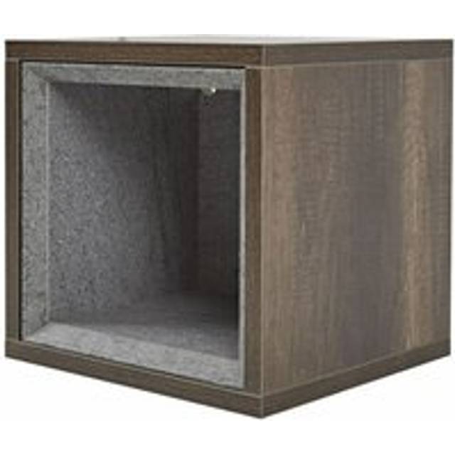 Milano Bexley - Oak Effect 300mm Wall Hung Bathroom Cube Storage Unit - Dark Oak (No LED Light)
