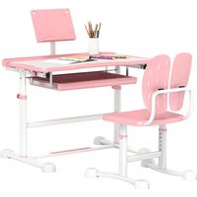 AIYAPLAY Height Adjustable Kids Desk and Chair Set w/ Tilted Desktop - Pink - Pink | TJ Hughes