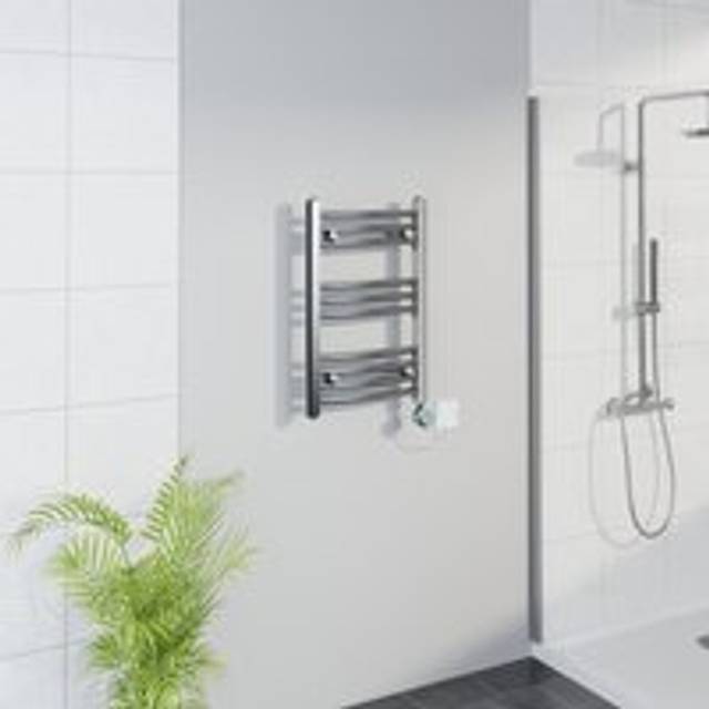 Warmehaus - WiFi Thermostatic Curved Towel Rail Timer Chrome 600x400mm