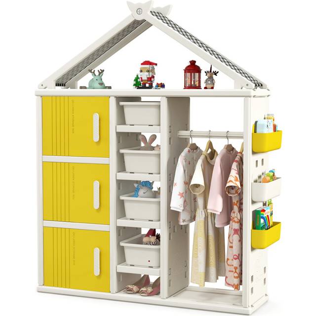 Kids Costume Closet Dresser Children Armoire Closet w/ Storage Bin