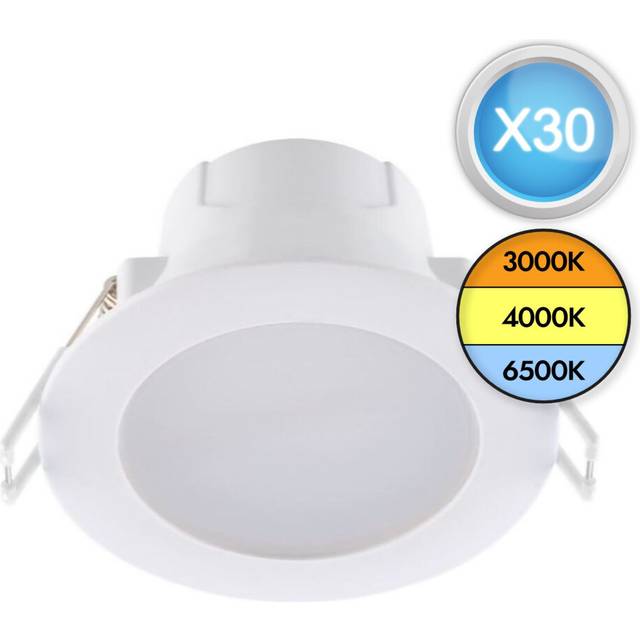 Set of 30 CCT LED Bathroom Downlights - White IP44 Recessed Downlights