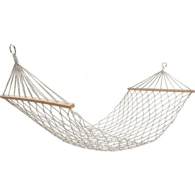 LLhappy-Reinforced Wooden Bar Hammock Outdoor Indoor Cotton and Linen Mesh Swing Single Double