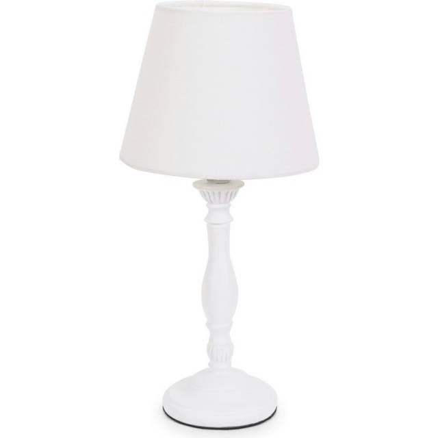 Sara White Wood Traditional Candle Stick Table Lamp with Tapered Shade