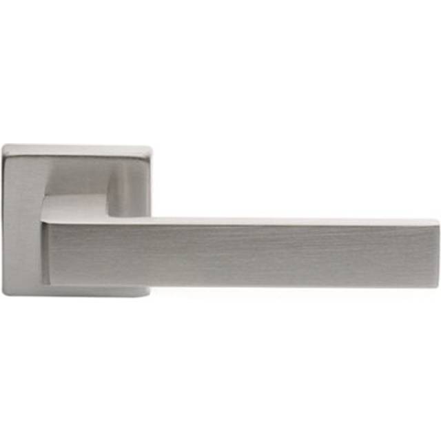 Loops Contemporary Flat Door Handle Set - Satin Chrome Sleek Lever On Square Rose - One Size