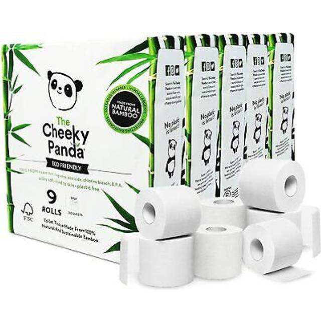 The Cheeky Panda Bamboo Toilet Rolls Bulk Buy ? 45 Rolls (5 Packs of 9) | 3 Ply Toilet Paper | Plastic Free Packaging and Sustainable Tissue Paper |