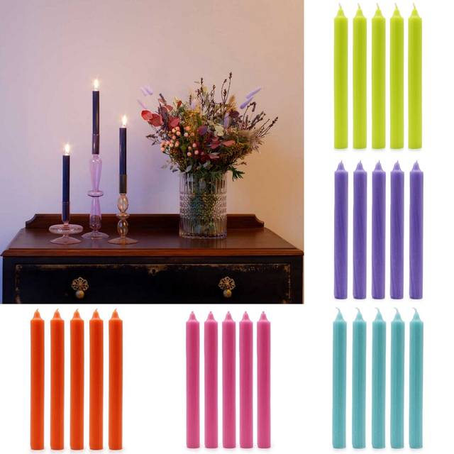 Candles and Candle Holders  -  Solid Colour Dinner Candles - Rustic White - Pack of 5