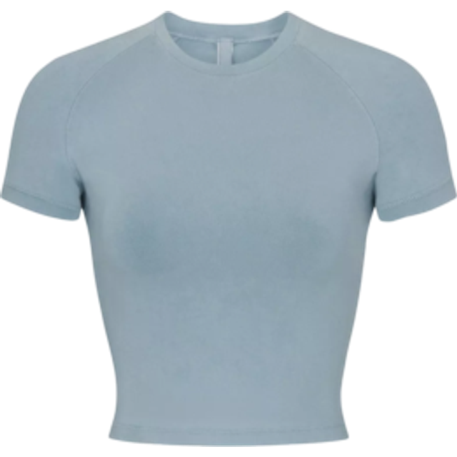 Skims Womens Denim New Vintage Cropped Stretch-cotton T-shirt Xxxl - DENIM