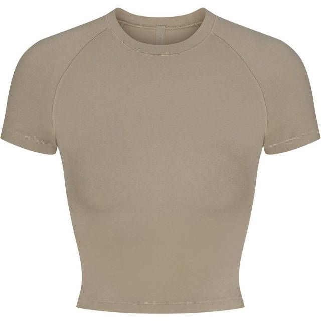 SKIMS Cropped Raglan T-Shirt | Light Neutral | Small | New Vintage - Taupe