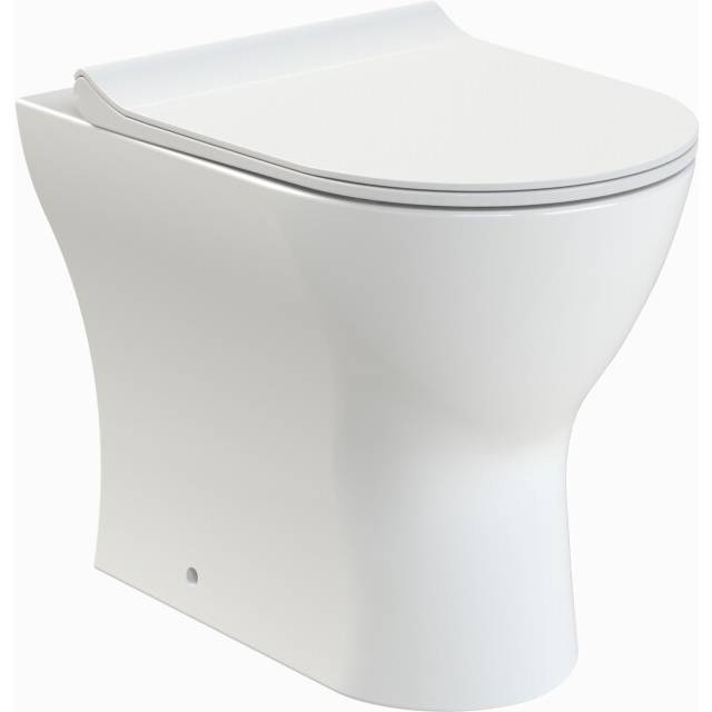 Rimless back to wall toilet pan & soft close sandwich seat white rimless toilet