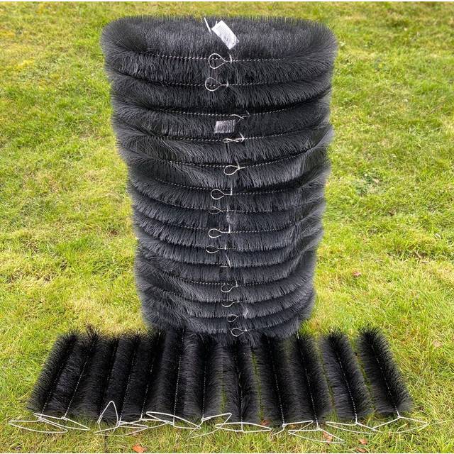 60m Black Gutter Brush Leaf & Moss Guard with Set of 12 Drain Guard Plugs