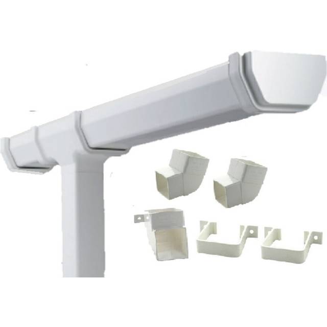 Plastic Guttering Kit Shed Gutter 8 ft / 2.4m Gutter 112mm White Square