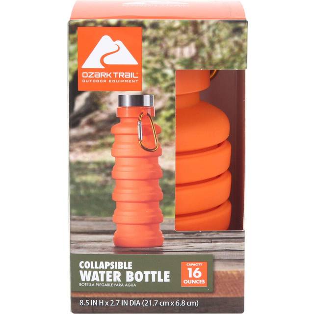 Ozark Trail 16 oz Collapsible Silicone Water Bottle with Carabiner - O