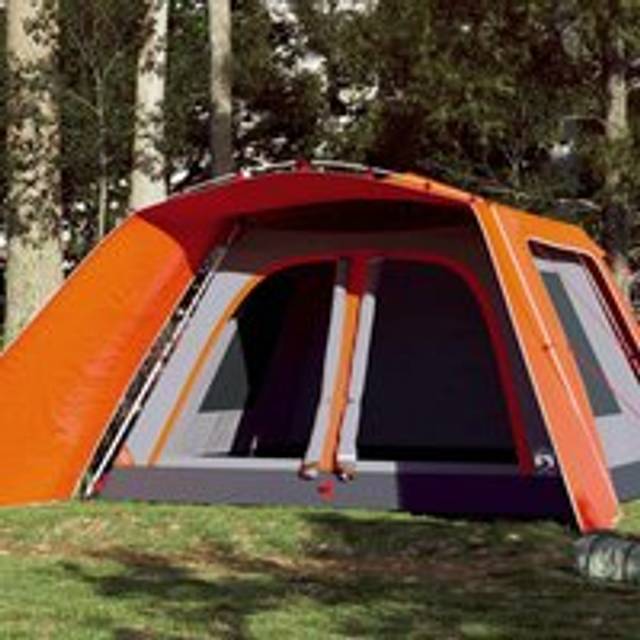 Family Tent with Porch 9-Person Grey and Orange Quick Release - One Size