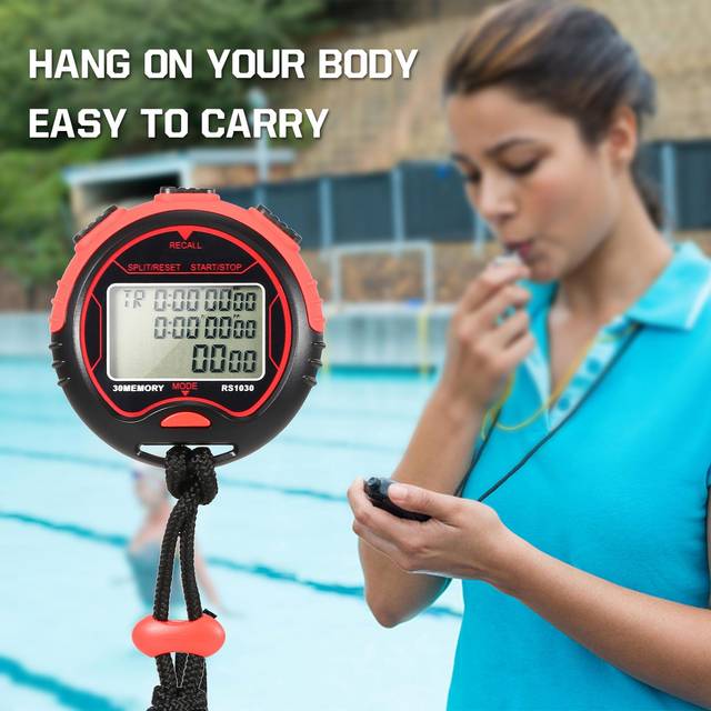 Professional Digital Stopwatch Timer Waterproof Digital Handheld LCD Timer Chronograph Sports Type 60