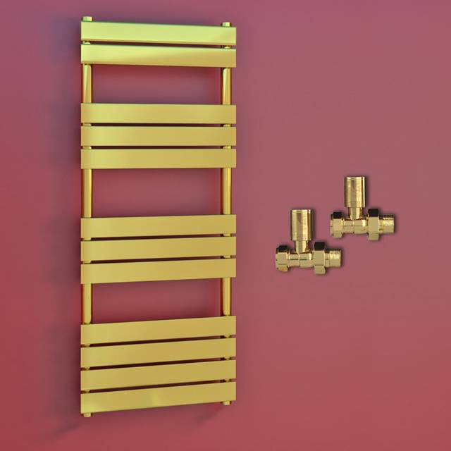 (500 x 1400 mm (h), Straight Valves) Gold Panel Towel Rail Radiator