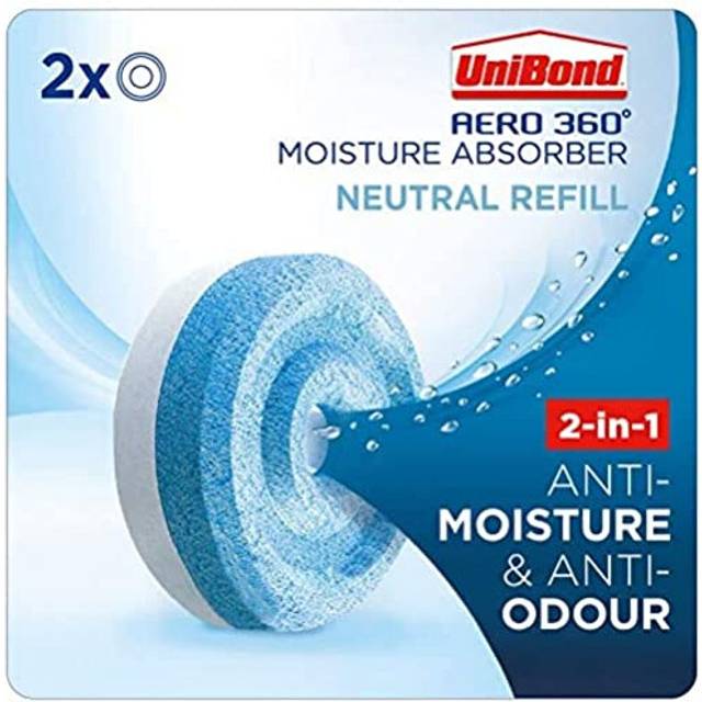 Unibond Aero 360 Moisture Absorber 2-in-1 Anti-Moisture and Anti-Odour Neutral Pure Refill (Pack 2) - 2633442