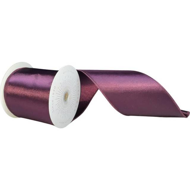 Vickerman QTX241165 4 in. x 10 Yards Burgundy Satin Ribbon