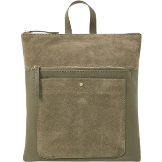 Womens Suede Leather Backpack - Green - One Size