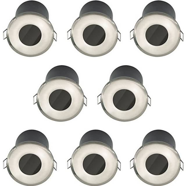 Set of 8 Fire Rated Bathroom Downlights - Brushed Steel IP65 Recessed Downlights
