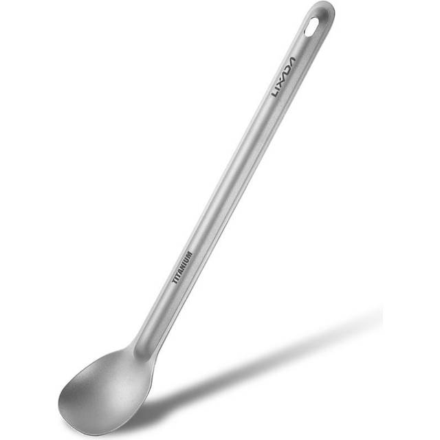 Lixada Ultralight Titanium Long Handle Spoon and Spork Cutlery Set Portable Outdoor Dinner Spoon Half polish