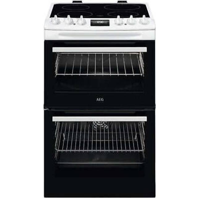 550mm Double Electric Cooker Ceramic Hob White